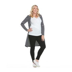 Blooming Maternity Sz. S (6) 3 Piece Nursing Lounge Set Black/White Stripe NEW